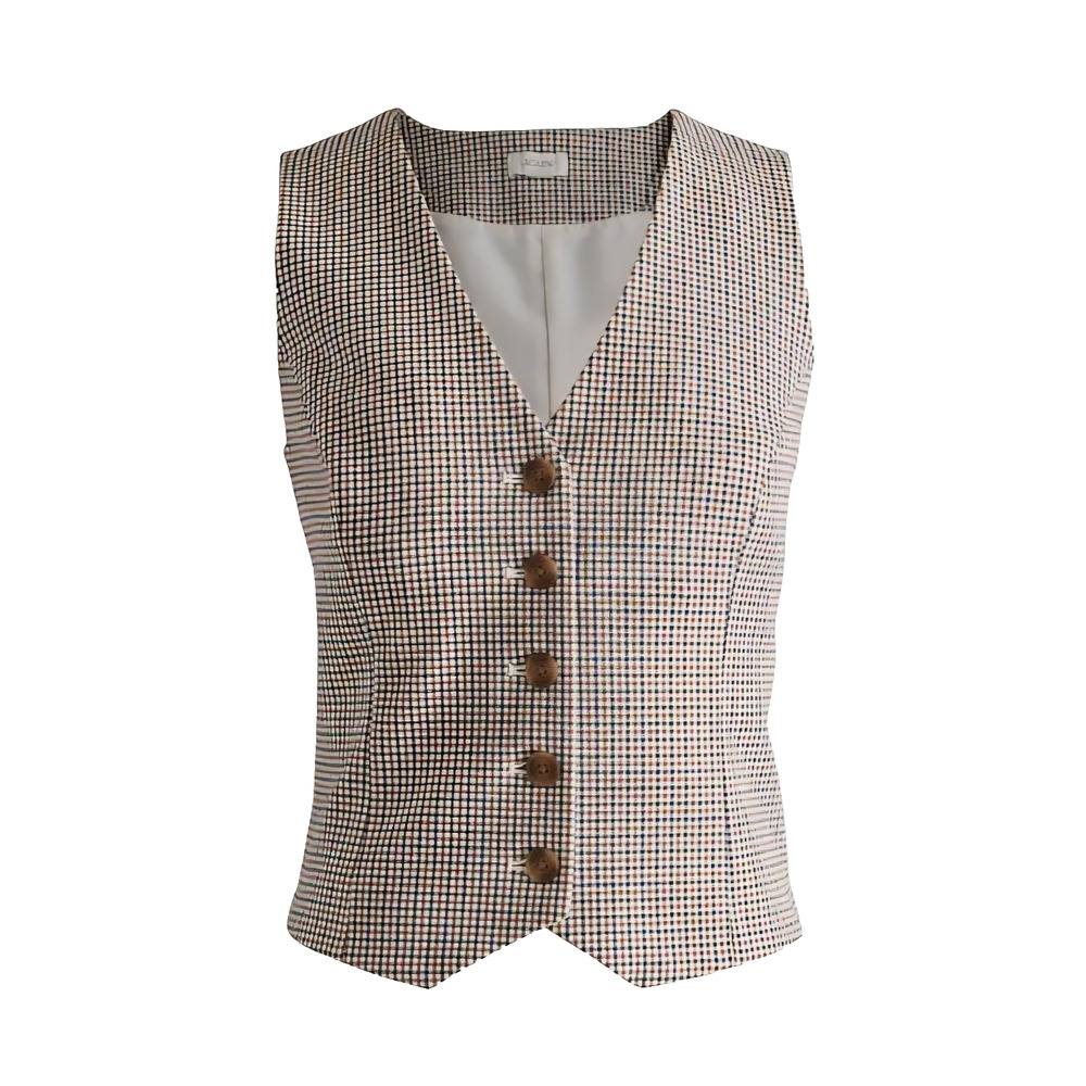 J Crew Vest Womens 6 Tan Blue Plaid Button Up Preppy Academia Career Casual NEW - Picture 12 of 13
